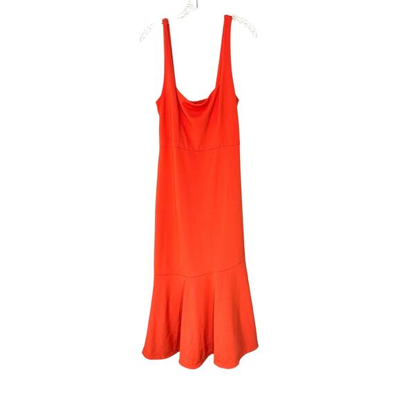 Anthropologie Dress Orange‎ Rich Girl Sleeveless Square Neck Slim Midi Medium - Picture 2 of 11